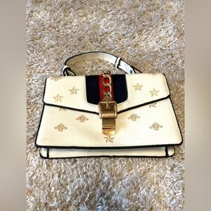 Elegant White and Gold Handbag